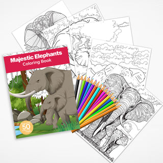 50 Majestic Elephant Printable Coloring Pages For Kids & Adults (INSTANT DOWNLOAD)