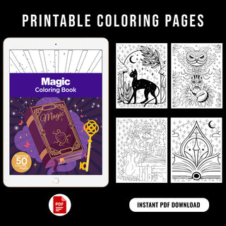 50 Enchanting Magic Printable Coloring Pages For Kids & Adults (INSTANT DOWNLOAD)