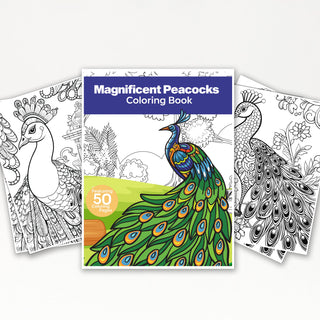 50 Magnificent Peacocks Printable Coloring Pages For Kids & Adults (INSTANT DOWNLOAD)