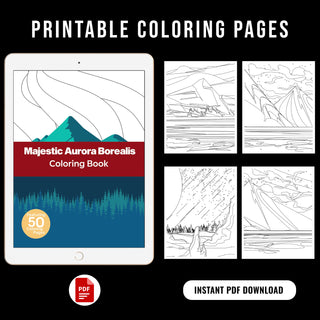 50 Majestic Aurora Borealis Printable Coloring Pages For Kids & Adults (INSTANT DOWNLOAD)