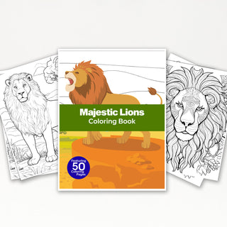 Majestic Lion Printable Coloring Pages For Kids & Adults (INSTANT DOWNLOAD)