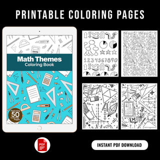 50 Engaging Math Printable Coloring Pages For Kids & Adults (INSTANT DOWNLOAD)