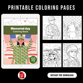 50 Patriotic Memorial Day Printable Coloring Pages For Kids & Adults (INSTANT DOWNLOAD)