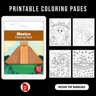 50 Best Mexico Printable Coloring Pages For Kids & Adults (INSTANT DOWNLOAD)