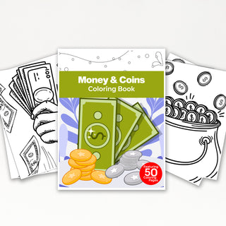 50 Detailed Coin Printable Coloring Pages For Kids & Adults (INSTANT DOWNLOAD)