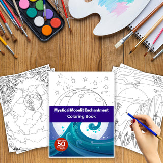 50 Mystical Moonlight Enchantment Printable Coloring Pages For Kids & Adults (INSTANT DOWNLOAD)