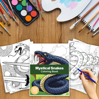 50 Mystical Snakes Printable Coloring Pages For Kids & Adults (INSTANT DOWNLOAD)