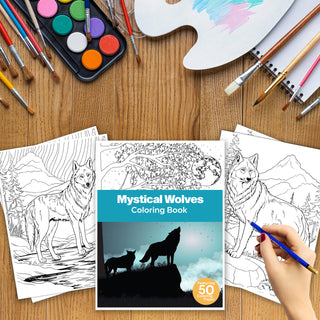 50 Mystical Wolves Printable Coloring Pages For Kids & Adults (INSTANT DOWNLOAD)