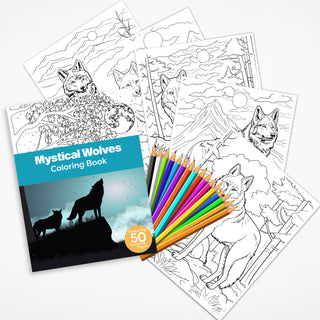 50 Mystical Wolves Printable Coloring Pages For Kids & Adults (INSTANT DOWNLOAD)