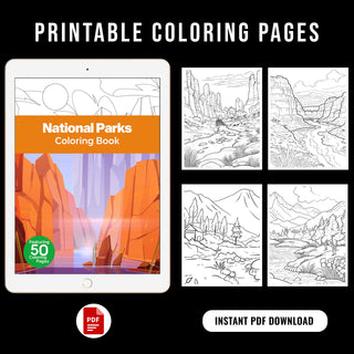 50 Stunning National Parks Printable Coloring Pages For Kids & Adults (INSTANT DOWNLOAD)