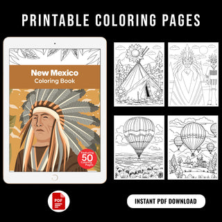 50 Best New Mexico Printable Coloring Pages For Kids & Adults (INSTANT DOWNLOAD)