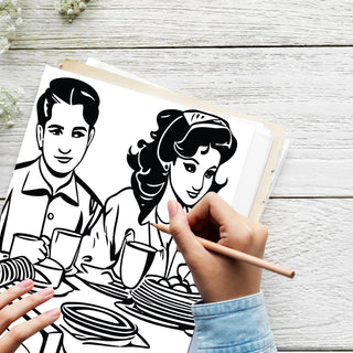 50 Nostalgic 50s Printable Coloring Pages For Kids & Adults (INSTANT DOWNLOAD)