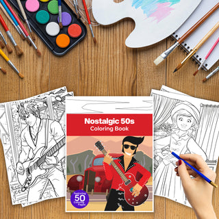 50 Nostalgic 50s Printable Coloring Pages For Kids & Adults (INSTANT DOWNLOAD)