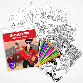 50 Nostalgic 50s Printable Coloring Pages For Kids & Adults (INSTANT DOWNLOAD)