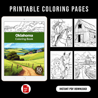 50 Amazing Oklahoma Printable Coloring Pages For Kids & Adults (INSTANT DOWNLOAD)