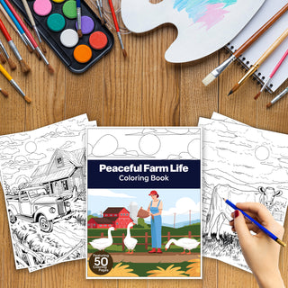 Peaceful Farm Life Printable Coloring Pages For Kids & Adults (INSTANT DOWNLOAD)