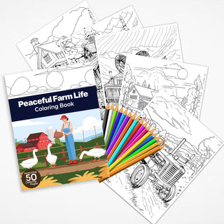 Peaceful Farm Life Printable Coloring Pages For Kids & Adults (INSTANT DOWNLOAD)