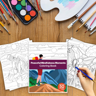 50 Peaceful Mindfulness Moment Printable Coloring Pages For Kids & Adults (INSTANT DOWNLOAD)