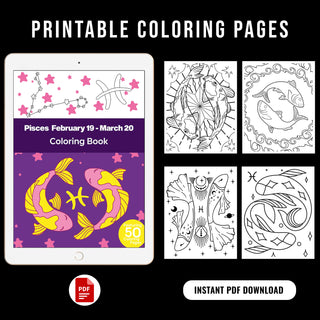 50 Amazing Pisces Printable Coloring Pages For Kids & Adults (INSTANT DOWNLOAD)