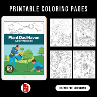 50 Plant Dad Haven Printable Coloring Pages For Kids & Adults (INSTANT DOWNLOAD)