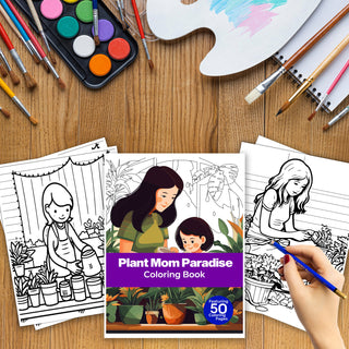 50 Plant Mom Paradise Printable Coloring Pages For Kids & Adults (INSTANT DOWNLOAD)