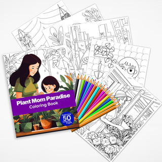 50 Plant Mom Paradise Printable Coloring Pages For Kids & Adults (INSTANT DOWNLOAD)