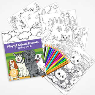 50 Playful Animal Friends Printable Coloring Pages For Kids And Adults (INSTANT DOWNLOAD)