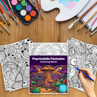 50 Vivid Psychedelic Printable Coloring Pages For Kids & Adults (INSTANT DOWNLOAD)