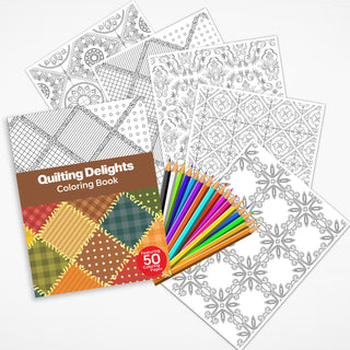 50 Quilting Delights Printable Coloring Pages For Kids & Adults (INSTANT DOWNLOAD)