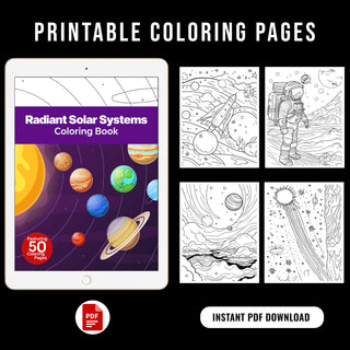 50 Radiant Solar System Printable Coloring Pages For Kids & Adults (INSTANT DOWNLOAD)