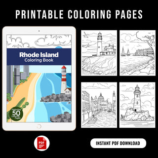 50 Amazing Rhode Island Printable Coloring Pages For Kids & Adults (INSTANT DOWNLOAD)