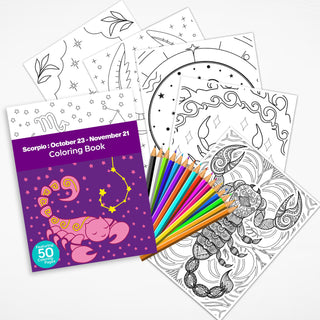 50 Amazing Scorpio Printable Coloring Pages For Kids & Adults (INSTANT DOWNLOAD)