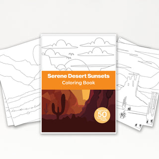 50 Serene Desert Sunset Printable Coloring Pages For Kids & Adults (iNSTANT DOWNLOAD)
