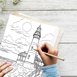 50 Serene Mediterranean Coastline Printable Coloring Pages For Kids & Adults (INSTANT DOWNLOAD))