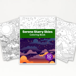 50 Serene Starry Sky Printable Coloring Pages For Kids & Adults (INSTANT DOWNLOAD)