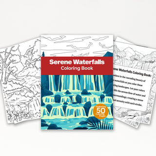 50 Serene Waterfall Printable Coloring Pages For Kids & Adults (INSTANT DOWNLOAD)
