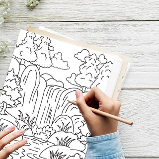 50 Serene Waterfall Printable Coloring Pages For Kids & Adults (INSTANT DOWNLOAD)