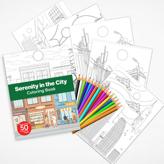 50 Serene Cityscape Printable Coloring Pages For Kids & Adults (INSTANT DOWNLOAD)