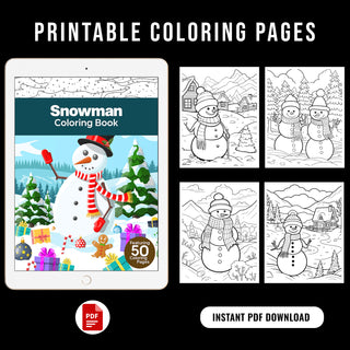 50 Winter Wonderland Snowman Printable Coloring Pages For Kids & Adults (INSTANT DOWNLOAD)