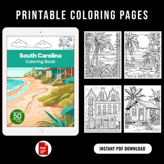 50 Amazing South Carolina Printable Coloring Pages For Adults & Kids (INSTANT DOWNLOAD)