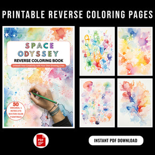 50 Space Odyssey Printable Reverse Coloring Pages For Kids And Adults [INSTANT DOWNLOAD]
