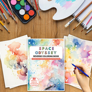 50 Space Odyssey Printable Reverse Coloring Pages For Kids And Adults [INSTANT DOWNLOAD]