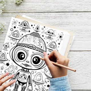 50 Cosmic Alien Printable Coloring Pages For Kids & Adults (INSTANT DOWNLOAD)