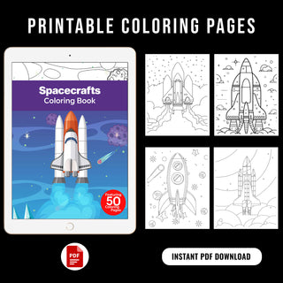 50 Dynamic Spacecraft Printable Coloring Pages For Kids & Adults (INSTANT DOWNLOAD)