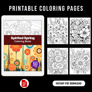 50 Spirited Spring Printable Coloring Pages For Kids & Adults (INSTANT DOWNLOAD)