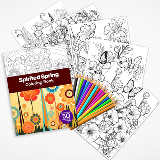 50 Spirited Spring Printable Coloring Pages For Kids & Adults (INSTANT DOWNLOAD)