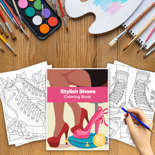 50 Stylish Shoe Printable Coloring Pages For Kids & Adults (INSTANT DOWNLOAD)