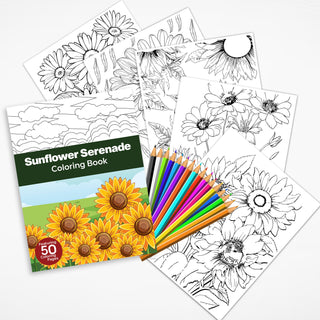50 Sunflower Serenade Printable Coloring Pages For Kids & Adults (INSTANT DOWNLOAD)