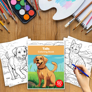 50 Whimsical Tails Printable Coloring Pages For Kids & Adults (INSTANT DOWNLOAD)