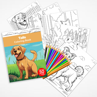 50 Whimsical Tails Printable Coloring Pages For Kids & Adults (INSTANT DOWNLOAD)